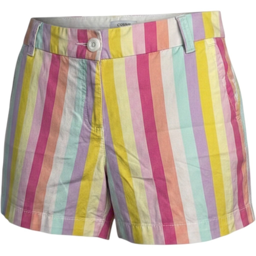 Crown & Ivy Pastel Rainbow Striped Shorts Summer Beach Casual Size 4P